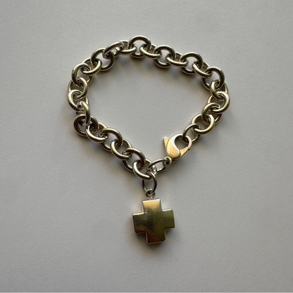 Tiffany & Co. 925 Silver 7.50in-19,5cm Cross Tag Charm Bracelet - Picture 8 of 16